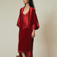 Crimson Silk Velvet Loungewear Set – Slip Dress & Robe