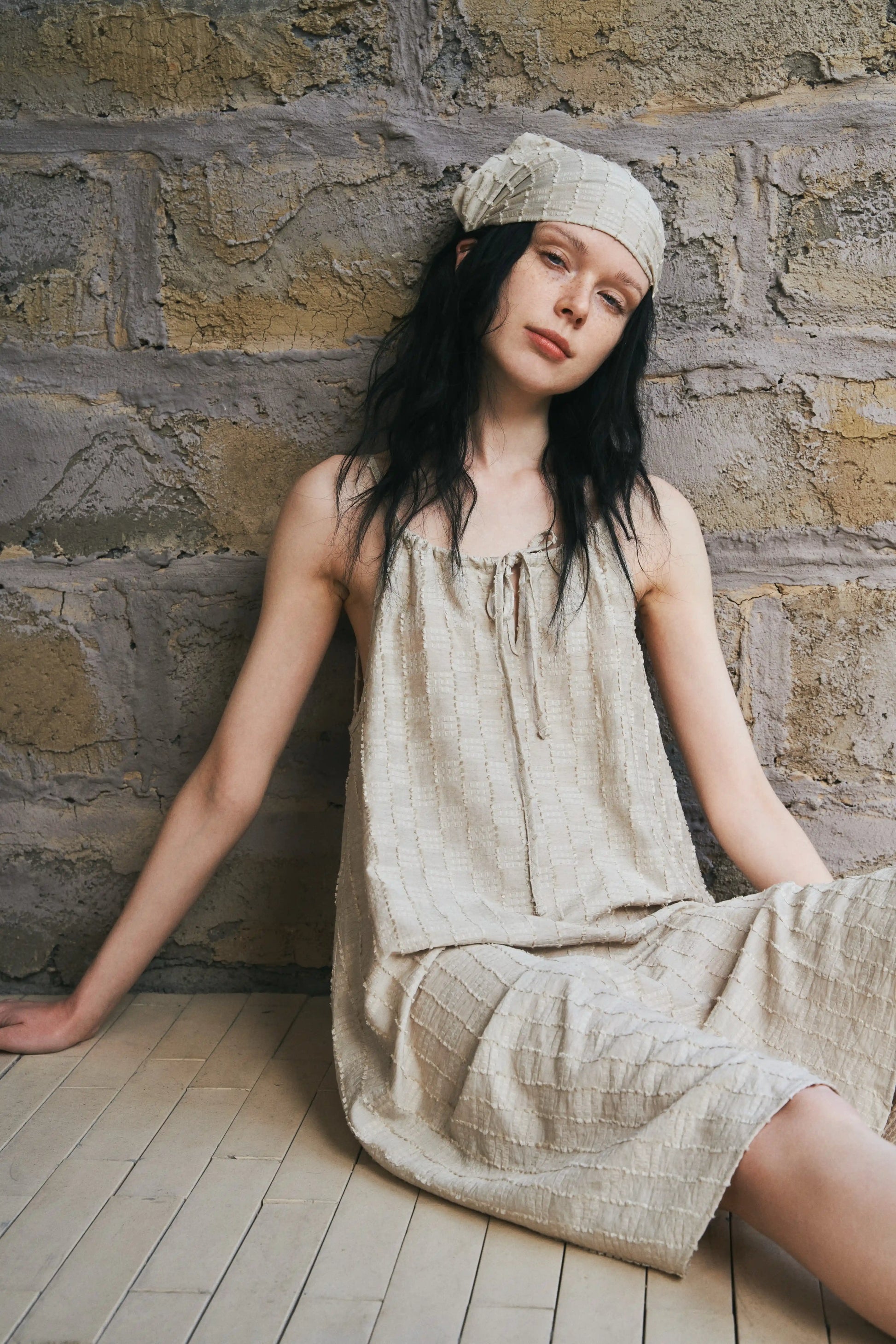 Adjustable Straps Assembly Linen Slip Dress Re-Worn Womens Linen Textured Slip Dress Assembly Label Adjustable Straps Assembly Linen Slip Dress Re-Worn Womens Linen Textured Slip Dress Assembly Label