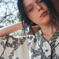 Knoop Collarless Print Set-Verweven Grijs 