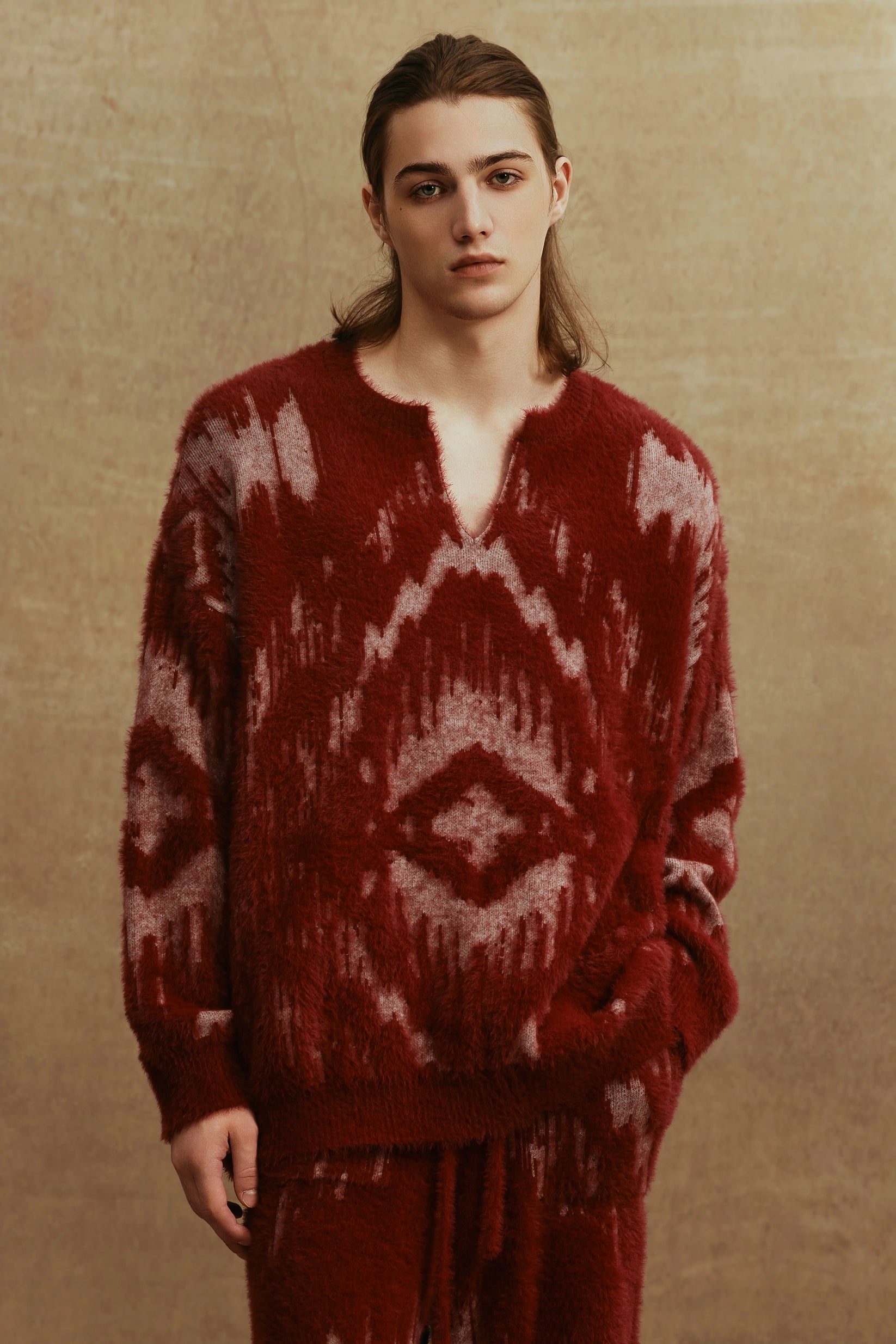 Edlies V-Neck Set Silk-Blend Mohair Loungewear for Men | CICADAHOME