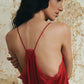 Crimson Silk Velvet Loungewear Set – Slip Dress & Robe