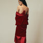 Crimson Silk Velvet Loungewear Set – Slip Dress & Robe