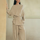 Draped Collar Tie Loungewear Set