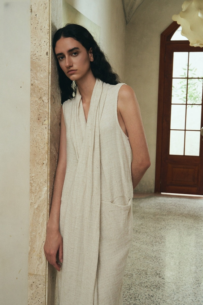 Shell-Toned Linen Cocoon Dress – CICADAHOME