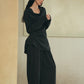 Draped Collar Tie Loungewear Set