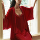 Crimson Silk Velvet Loungewear Set – Slip Dress & Robe