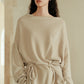 Draped Collar Tie Loungewear Set