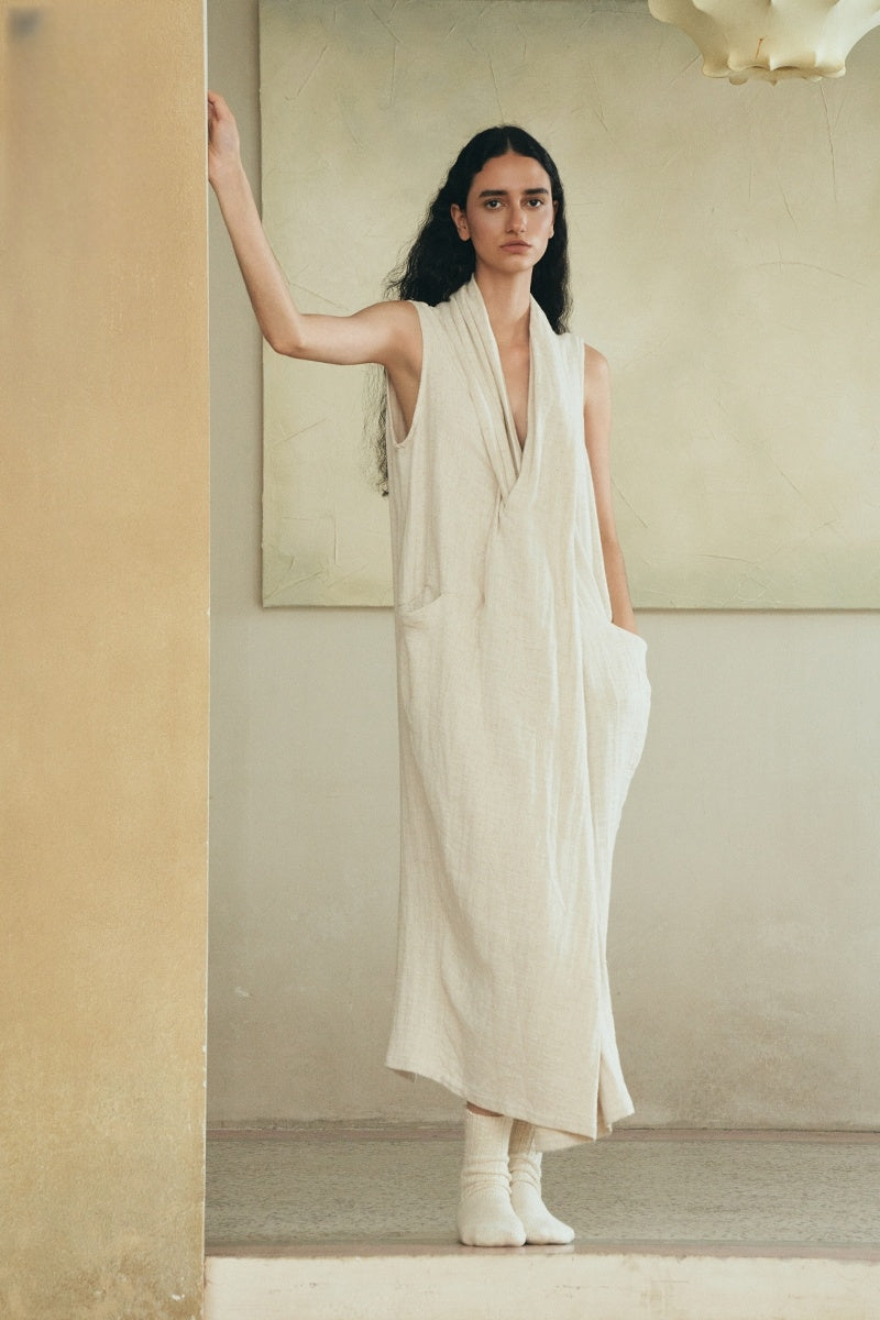 Shell-Toned Linen Cocoon Dress – CICADAHOME