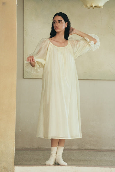 Silk Whisper Puff-Sleeve Dress – CICADAHOME