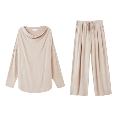 Draped Collar Tie Loungewear Set